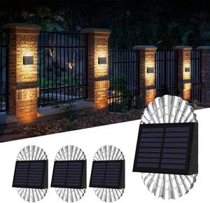 lot 78073 image: Deck Post ights, 4 Pack Fence Solar Lights, Solar Fence Lights Outdoor Waterproof Led for Garden, Yard, Outdoor, Patio Decor, Warm White