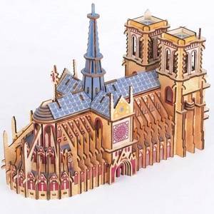 lot 78105 image: 3D Puzzles for Adults,Wooden Architecture DIY Model Kit Building Set for Adults, Notre-Dame de Paris Cathedral and Castle Collection,Birthday for Women Friends