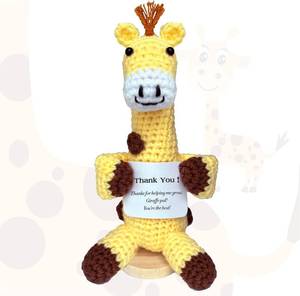 lot 78119 image: 4 Pack Positive Crochet Animals Giraffe Birthday Graduation Gifts for Friend Her Teacher Appreciation, Handmade Emotional Support Crochet Giraffe for Women Daughter, Student, Friends Classmate