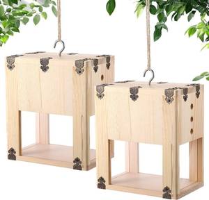 lot 78123 image: 2 Pack Extra Large Carpenter Bee Trap for Outside, 2 in 1 Catch & Release Wood Bee Traps Outdoor Hanging, Timber-Fixed Expanded External Containment, Defender Trap for Bees Collection