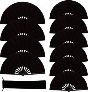lot 78124 image: 13inch Large Rave Fan Popping Clacking Fans for Line Dancing,Hand Fans for Women Foldable,Boots on The Ground Fan,Portable for Outdoor,Wedding,Party,Decoration (10pcs Black)