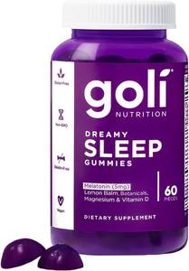 lot 78144 image: Goli Dreamy Sleep Gummy - 60 Count - Melatonin, Vitamin D, Magnesium, and Lemon Balm Extract - Gelatin-Free, Gluten-Free, Vegan & Non-GMO