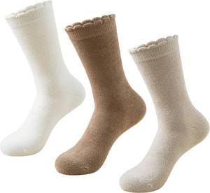 lot 78148 image: 3 Pairs Womens Casual Calf Socks Warm Home Cozy Crew Socks Winter Sleeping Sock Size 5-10