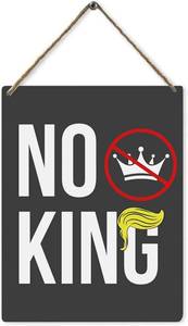 lot 78207 image: Mtrgdn No Kings Protest Sign,No Kings Wall Sign Decor,4th of July Patriotic Wood Hanging Signs,Memorial Day Decoration,Independence Day Decor for Home Living Room Bedroom,8x10 in (Black and white)