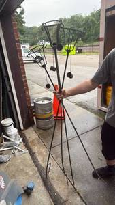 lot 5012 image: Lot of Decorative Metal Tiki Torch Stands - Retail $0
