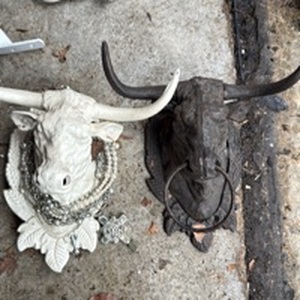 lot 5019 image: Decorative bull Head Wall Hanging Lot 2 Pieces - Retail $0