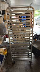 lot 5028 image: Wooden Slat Utility Cart with Casters - Retail $0