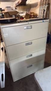 lot 5029 image: 4-Drawer Lateral File Cabinet Cream - Retail $0
