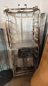 lot 5086 image: Metal Shelving Unit with Enclosure and Base Cabinet - Retail $0