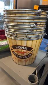 lot 5119 image: Kona Brewing Co. Beer Bucket with Metal Bands and Spout - Retail $0