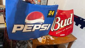lot 5150 image: NASCAR Pepsi and Bud King of Beers Hood Signs Lot of 2 - Retail $0