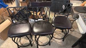 lot 5163 image: 3 Black Metal Dining Chairs with Padded Seats - Retail $0