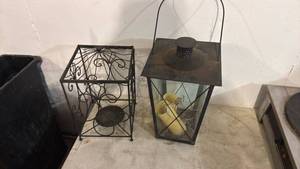 lot 5167 image: Decorative Metal Lantern with Glass Panels and Handle 2-Pack - Retail $0