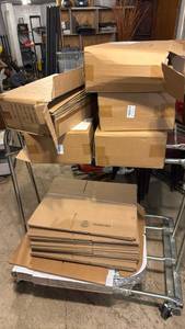 lot 5171 image: Lot of Cardboard moving boxes assorted sizes  - Retail $0