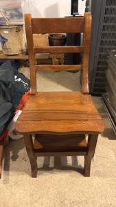 lot 5176 image: Wood Chair with Ladder Back and Metal Hardware - Retail $0