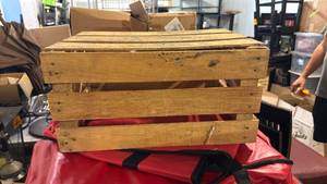 lot 5178 image: Wooden Slatted Storage Crate Box - Retail $0
