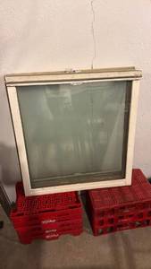 lot 5183 image: Window Unit with White Frame and Glass Pane set of 3  - Retail $0