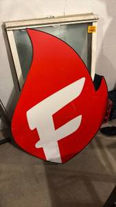 lot 5185 image: Red and White Neon Sign with Mounting Frame - Retail $0