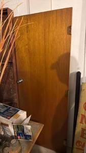 lot 5187 image: Flush Interior Door with Knob and Hinges (standard door size)  - Retail $0