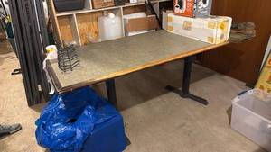 lot 5194 image: 72 Work Table with Gray Top and Black Pedestal Base - Retail $0