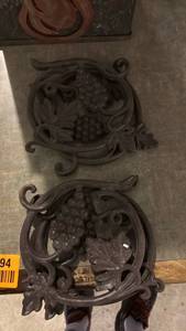 lot 5196 image: Decorative Wall Plaques with Grape and Scrollwork Design Pair - Retail $0