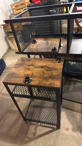 lot 5212 image: Metal Frame table  with Wood Top and  Shelves lot of 8 - Retail $0