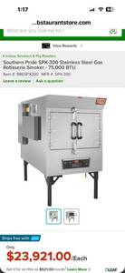 Southern Pride BBQ Pits &amp; Smoker, Offset Commercial Smoker, previously used retail:$23,000