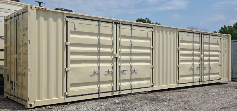 lot 1037 image: One Way Trip 40 Long Tall High Cube Container with Double Rear & Two (2) Side Double Doors - Used One Time To Ship To Mother Road Auctions & SalesWeather, Rodent & FireproofDelivery Available