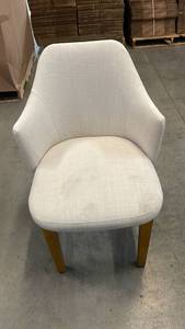 lot 3000 image: Kinston Curved Back Upholstered Dining Chair Linen - Threshold Polyester, Rubberwood Legs, Spot Clean