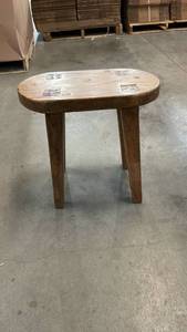 lot 3001 image: Woodland Tall Carved Wood Side Table Brown - Threshold