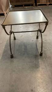 lot 3002 image: Twisted Metal Rectangle Side Table with Tassel Feet Gold - Threshold designed with Studio McGee Fully Assembled
