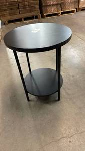 lot 3004 image: Wood and Metal Round Side Table Black - Room Essentials