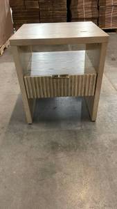 lot 3007 image: Wood Nightstand with Drawer and Shelf