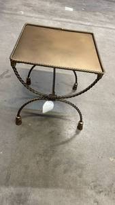 lot 3014 image: Twisted Metal Rectangle Side Table with Tassel Feet Gold - Threshold designed with Studio McGee Fully Assembled