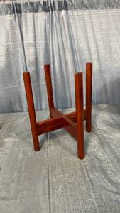 lot 3016 image: Mid-Century Modern Wood Plant Display Stand  Fit Up to 12   Plant and Pot NOT Included - Antique Mahogany