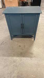 lot 3020 image: Blue Two-Door Storage Cabinet with Shelves