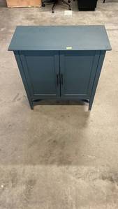 lot 3021 image: Blue Two-Door Storage Cabinet with Shelves