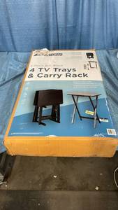 lot 3042 image: Peakform 5pc TV Tray Set Wood Black