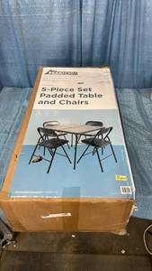 lot 3044 image: Peakform 5pc Folding Table Set Black Vinyl Padded, Space-Saving Storage, No Tools Assembly