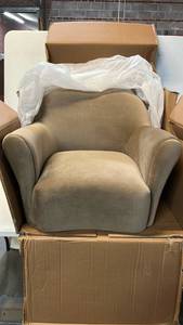 lot 8004 image: Threshold Brand Upholstered Armchair Beige with Rounded Arms