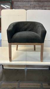 lot 8005 image: Barrel Style Dining Chair Charcoal Upholstered with Wood Legs