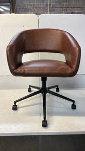 lot 8006 image: Room Essentials Brand Brown Upholstered Office Chair with Black Base and Casters