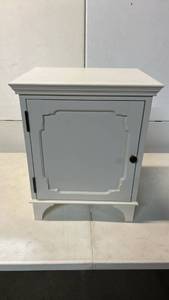lot 8007 image: Lifestorey Brand Milk White Andrea Night Stand with Single Door Storage