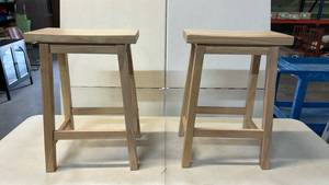 lot 8011 image: Room Essentials Brand 2-Pack Counter-Height Saddle Stools with Natural Wood Finish