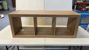 lot 8019 image: Better Homes & Garden Brand 3-Cube Organizer with Natural Wood Finish