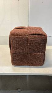 lot 8021 image: Threshold Cube Pouf Ottoman Brown Polyester Foam