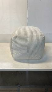 lot 8022 image: Ribbed Fabric Pouf Ottoman Cube Footstool
