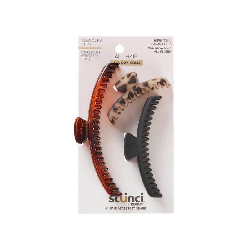 lot 117 image: sc�nci Mixed Size Banana Claw Clips - Fine Hair - 3pcs - Retail $13