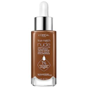 lot 122 image: L Oreal Paris True Match Hyaluronic Tinted Serum Foundation Makeup  10.5-11 Rich Deep  1 fl oz - Retail $28
