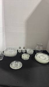 lot 1064 image: Glass dessert plates, coasters, and more